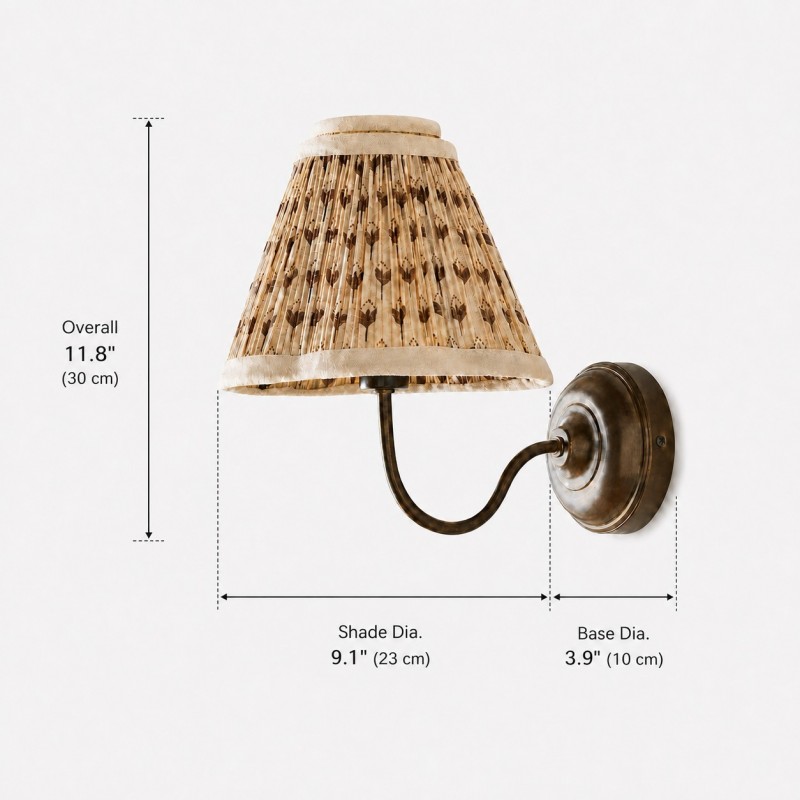 Fenwick Vintage Pleated Pattern Fabric Shade Wall Sconce