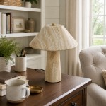 Rowan Wabi Sabi Travertine Mushroom Table Lamp