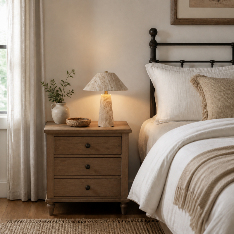 Rowan Wabi Sabi Travertine Mushroom Table Lamp
