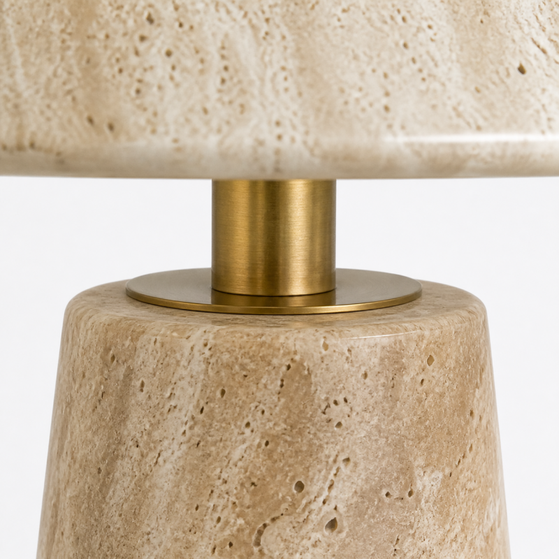Rowan Wabi Sabi Travertine Mushroom Table Lamp