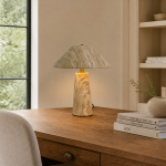Rowan Wabi Sabi Travertine Mushroom Table Lamp