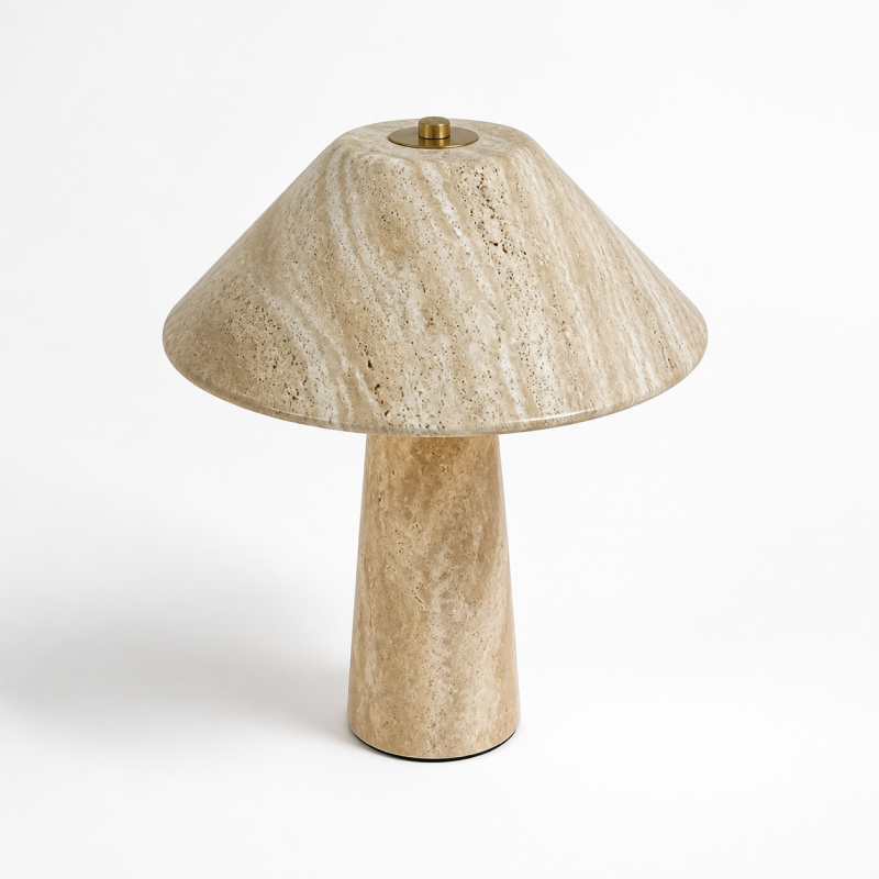 Rowan Wabi Sabi Travertine Mushroom Table Lamp