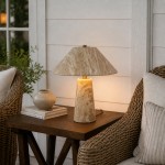 Rowan Wabi Sabi Travertine Mushroom Table Lamp