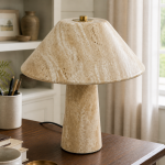 Rowan Wabi Sabi Travertine Mushroom Table Lamp