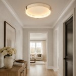 Anouk Modern Round Travertine LED Flush Mount Ceiling Light