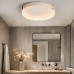 Anouk Modern Round Travertine LED Flush Mount Ceiling Light