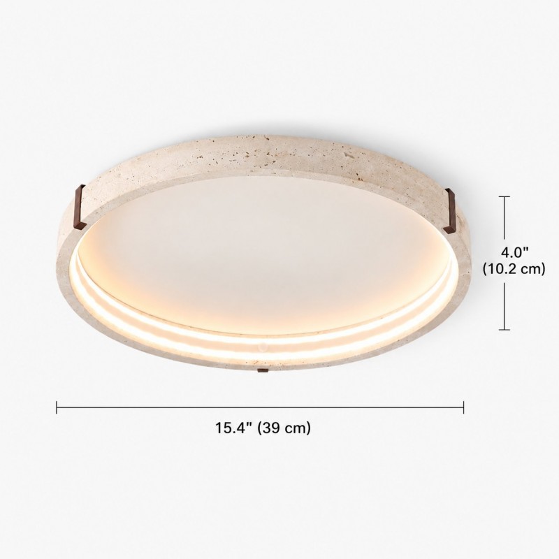 Anouk Modern Round Travertine LED Flush Mount Ceiling Light