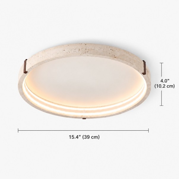 Anouk Modern Round Travertine LED Flush Mount Ceiling Light