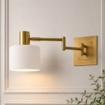 Aura Elegant Brass Swing Arm Porcelain Wall Sconce