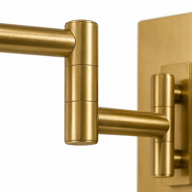 Aura Elegant Brass Swing Arm Porcelain Wall Sconce