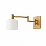 Aura Elegant Brass Swing Arm Porcelain Wall Sconce