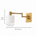 Aura Elegant Brass Swing Arm Porcelain Wall Sconce