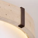 Anouk Modern Round Travertine LED Flush Mount Ceiling Light