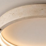 Anouk Modern Round Travertine LED Flush Mount Ceiling Light