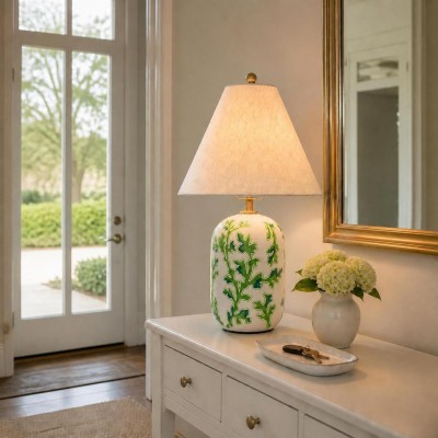 Thalira Vintage Ceramic Linen Table Lamp