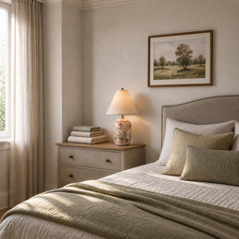 Thalira Vintage Ceramic Linen Table Lamp