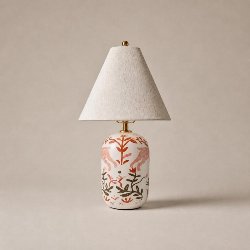 Thalira Vintage Ceramic Linen Table Lamp