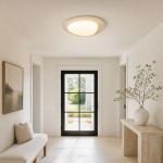 Odette Pebble-Shaped Travertine LED Flush Mount Ceiling Light