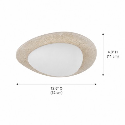 Odette Round Travertine LED Flush Mount Ceiling Light