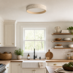 Ansel Wabi Sabi Travertine Round Flush Mount Ceiling Light