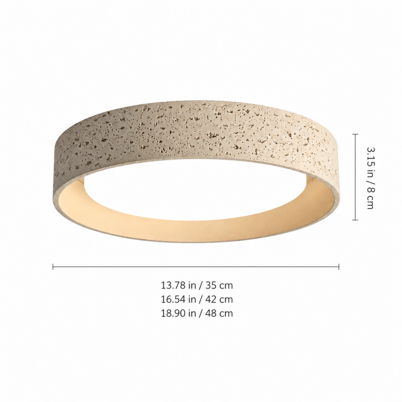 Ansel Wabi Sabi Travertine Round Flush Mount Ceiling Light