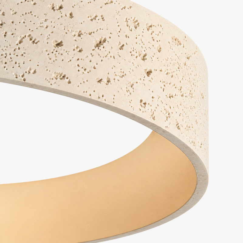 Ansel Wabi Sabi Travertine Round Flush Mount Ceiling Light