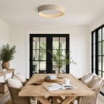 Ansel Wabi Sabi Travertine Round Flush Mount Ceiling Light