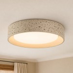 Ansel Wabi Sabi Travertine Round Flush Mount Ceiling Light