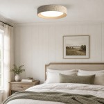 Ansel Wabi Sabi Travertine Round Flush Mount Ceiling Light