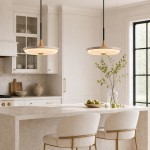 Aveline Modern Travertine Sunburst Saucer Pendant Light