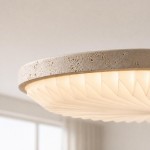 Aveline Modern Travertine Sunburst Saucer Pendant Light