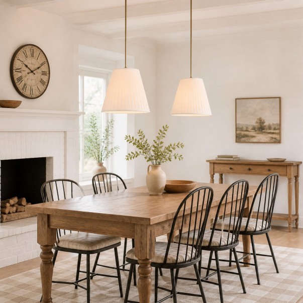 Naomi Modern White Pleated Fabric Brass Pendant Light