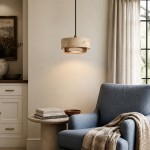Calista Contemporary Travertine Metal Mesh Drum Pendant Light