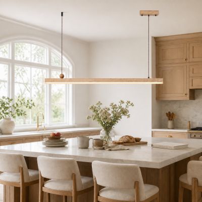 Orson Modern LED Travertine Linear Pendant Light