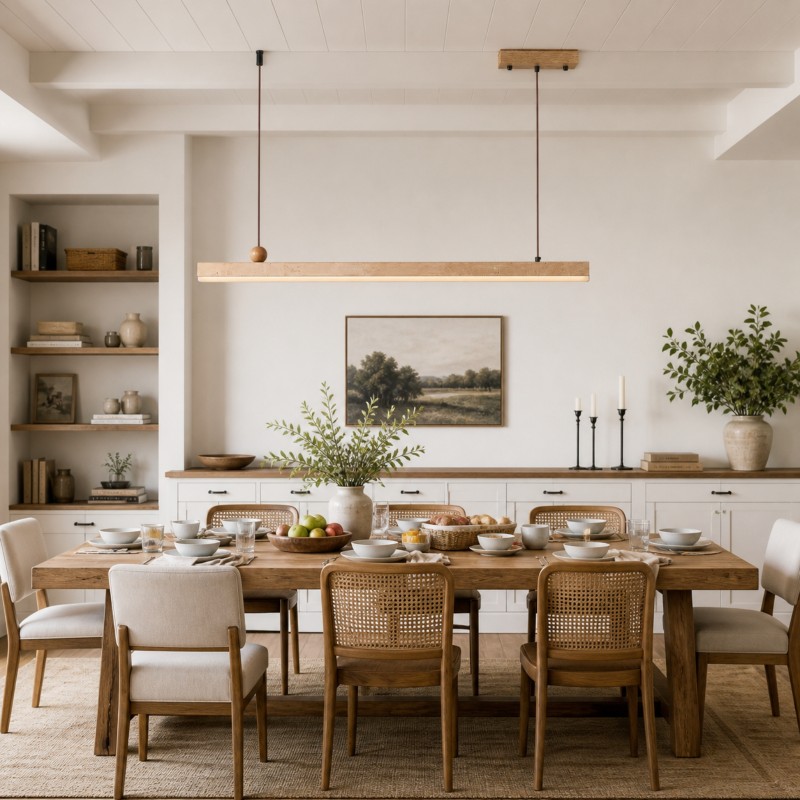 Orson Modern LED Travertine Linear Pendant Light