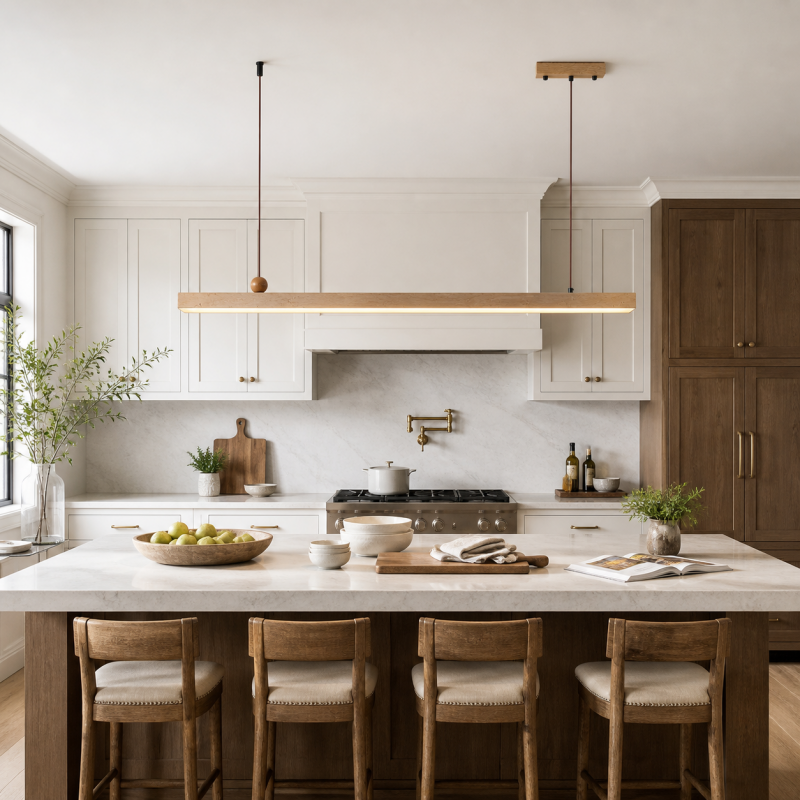 Orson Modern LED Travertine Linear Pendant Light