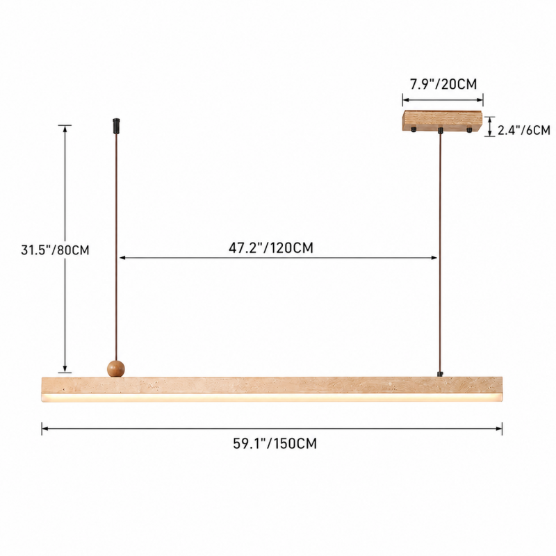 Orson Modern LED Travertine Linear Pendant Light
