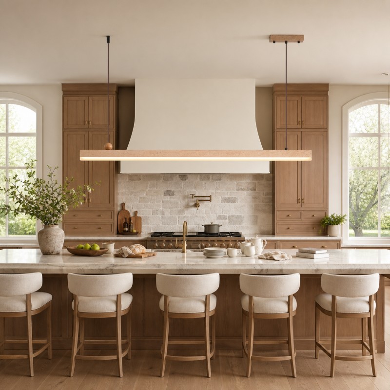 Orson Modern LED Travertine Linear Pendant Light