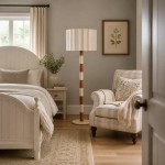Owen Modern Pleated Fabric Striped Travertine Floor Lamp