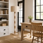 Owen Modern Pleated Fabric Striped Travertine Floor Lamp