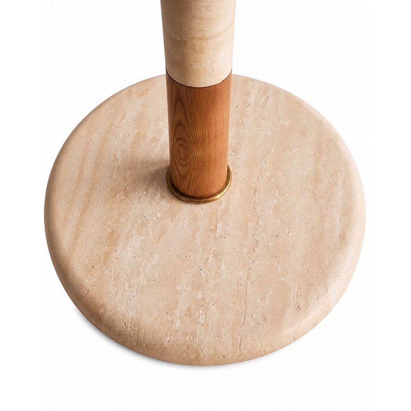 Owen Modern Pleated Fabric Striped Travertine Floor Lamp