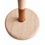 Owen Modern Pleated Fabric Striped Travertine Floor Lamp