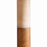 Owen Modern Pleated Fabric Striped Travertine Floor Lamp
