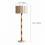 Owen Modern Pleated Fabric Striped Travertine Floor Lamp