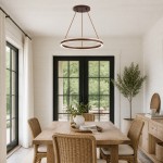 Caelan Modern LED Travertine Wood Ring Chandelier