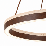 Caelan Modern LED Travertine Wood Ring Chandelier