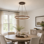 Caelan Modern LED Travertine Wood Ring Chandelier