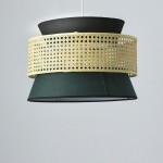 Lyzar Rustic Tiered Rattan Fabric Pendant Light