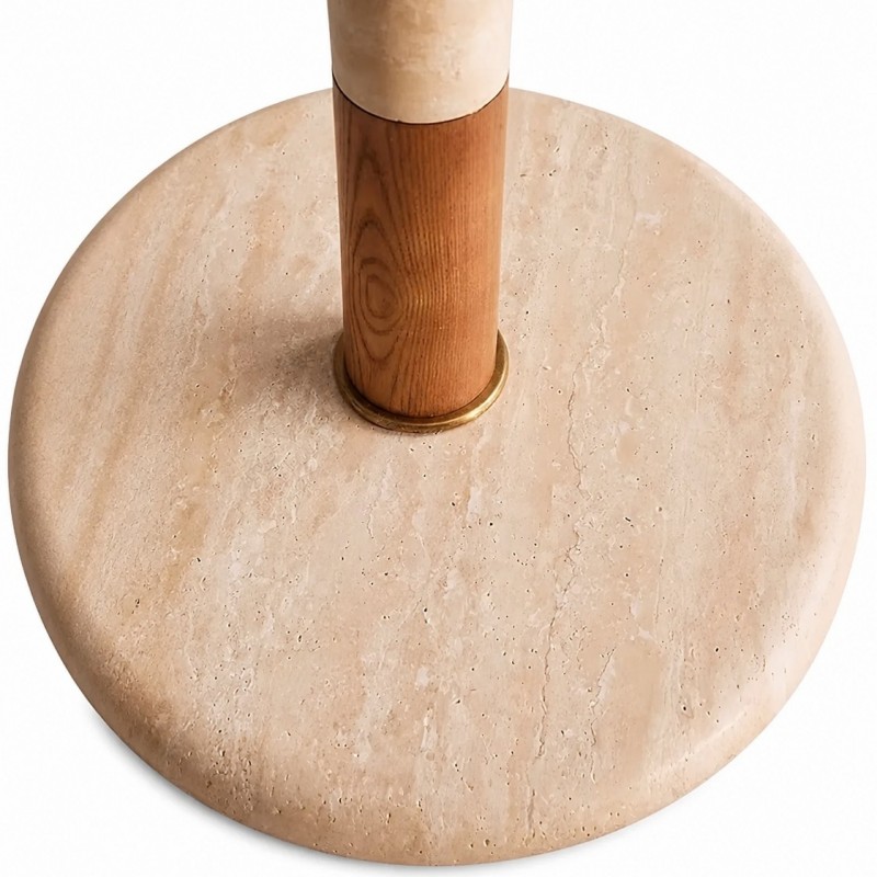 Owen Modern Pleated Fabric Striped Travertine Floor Lamp