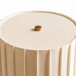 Owen Modern Pleated Fabric Striped Travertine Floor Lamp
